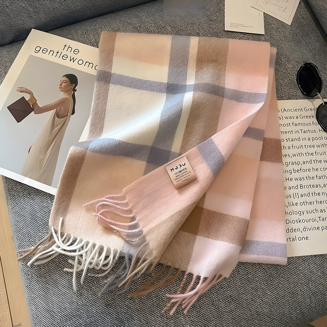Stylish British Checked Cashmere Women's Winter Scarf - Victoria-T-The Livary