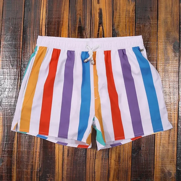 Striped men's shorts with elastic waistband – Matteo-Rainbow-S-The Livary