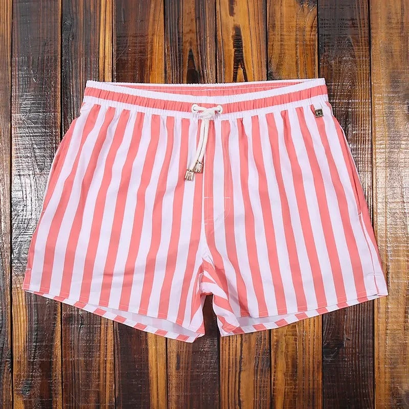 Striped men's shorts with elastic waistband – Matteo-Pink-S-The Livary
