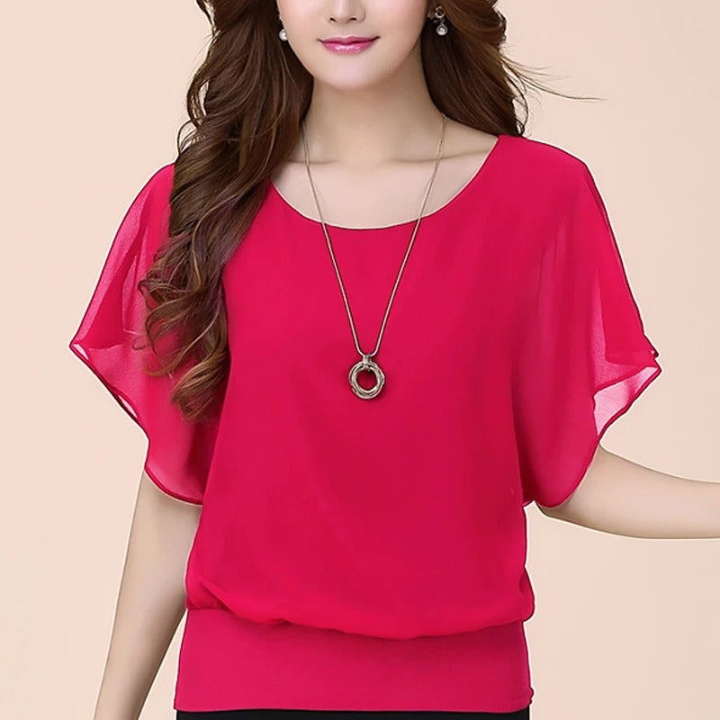 Ladies' chiffon blouse with ruffled sleeves – Ariana-Black-S-The Livary