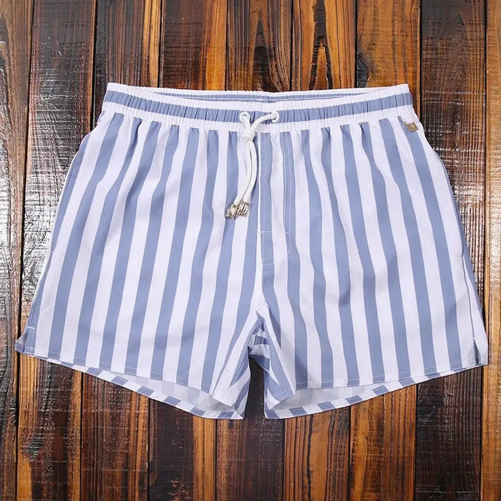 Striped men's shorts with elastic waistband – Matteo-Blue-White-S-The Livary