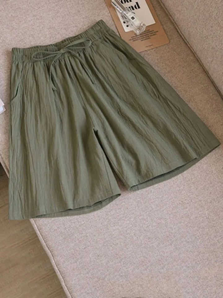 Comfortable & Airy Women's Cotton Shorts with Stretch Waistband – Melina-Grey-M-The Livary