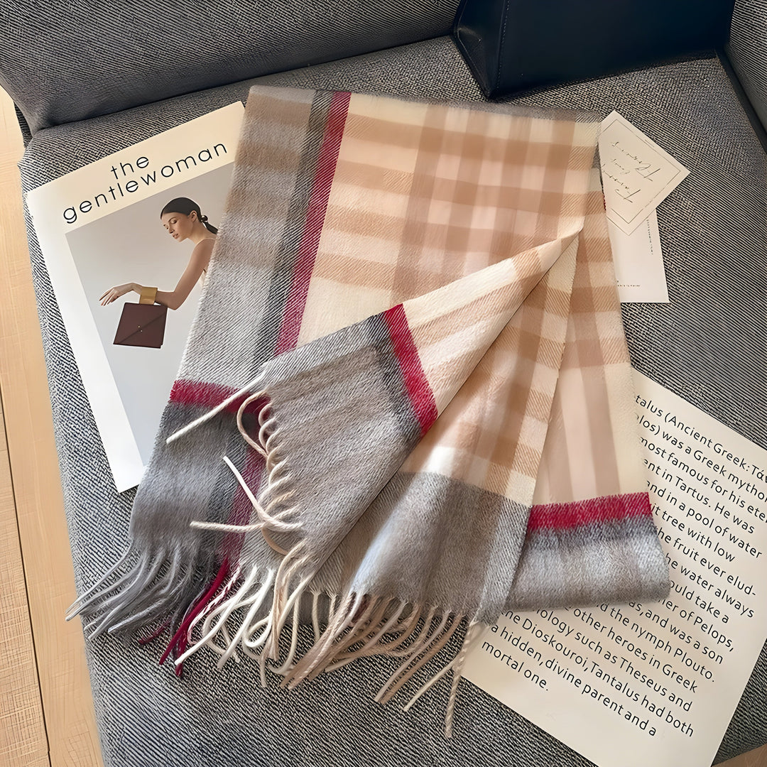 Stylish British Checked Cashmere Women's Winter Scarf - Victoria-A-The Livary