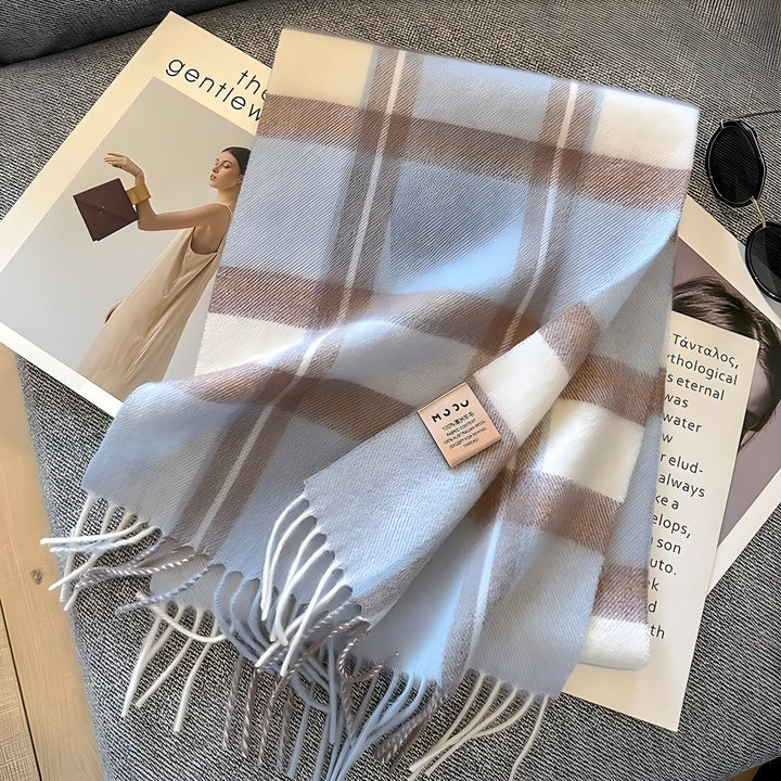Stylish British Checked Cashmere Women's Winter Scarf - Victoria-R-The Livary