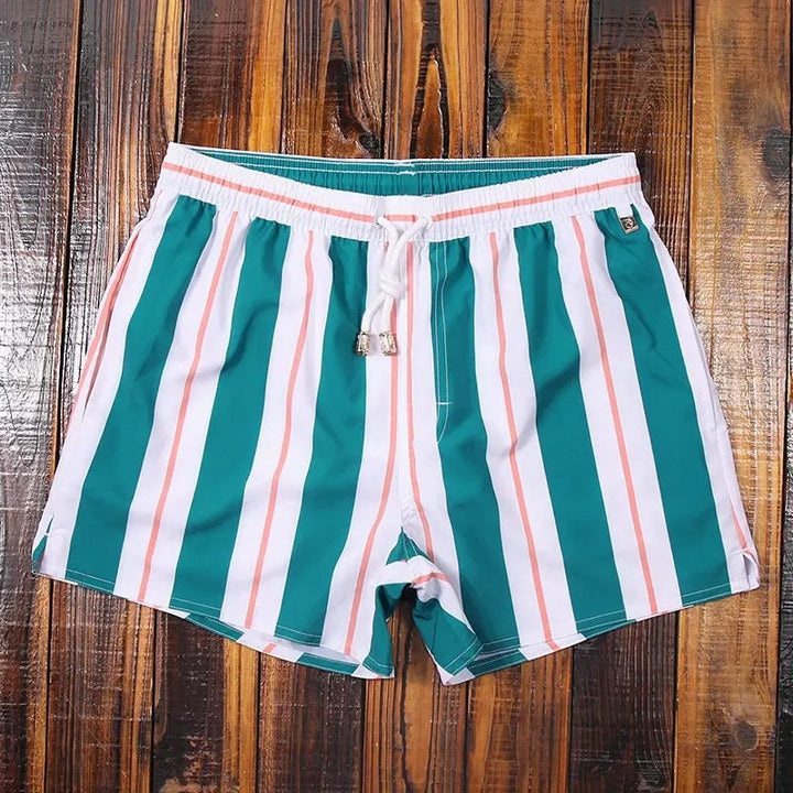 Striped men's shorts with elastic waistband – Matteo-Green Red-S-The Livary