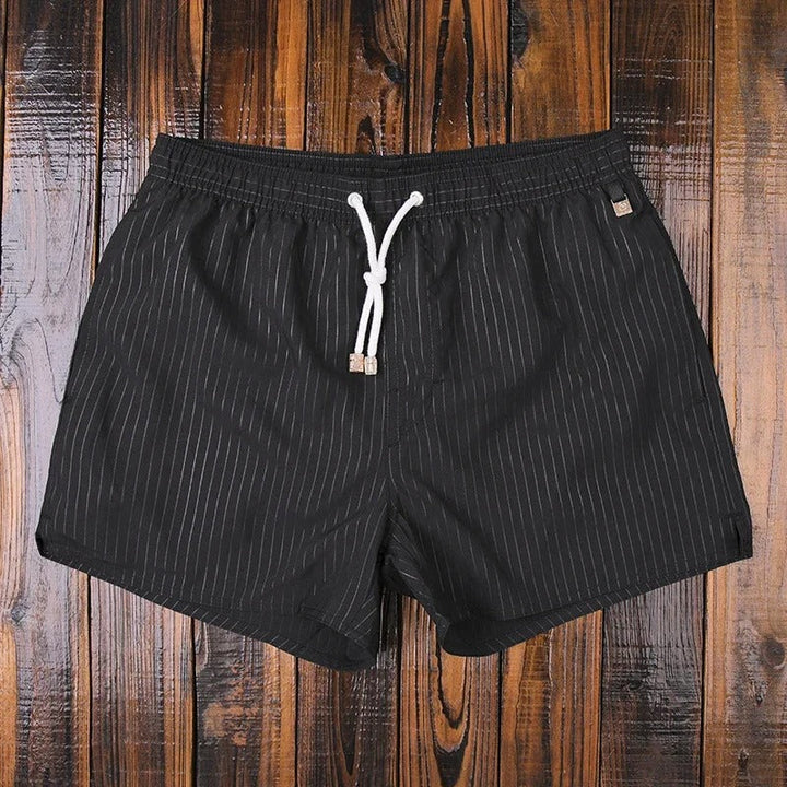 Striped men's shorts with elastic waistband – Matteo-Black-S-The Livary