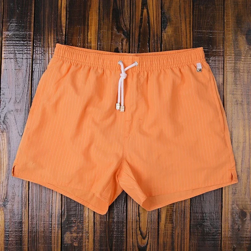 Striped men's shorts with elastic waistband – Matteo-Orange-S-The Livary