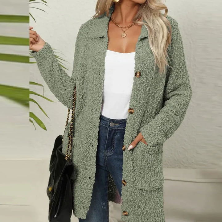 Long Teddy Vest with Pockets - Ella-Olive green-S-The Livary