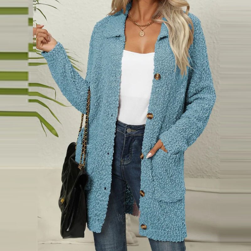 Long Teddy Vest with Pockets - Ella-Light blue-S-The Livary