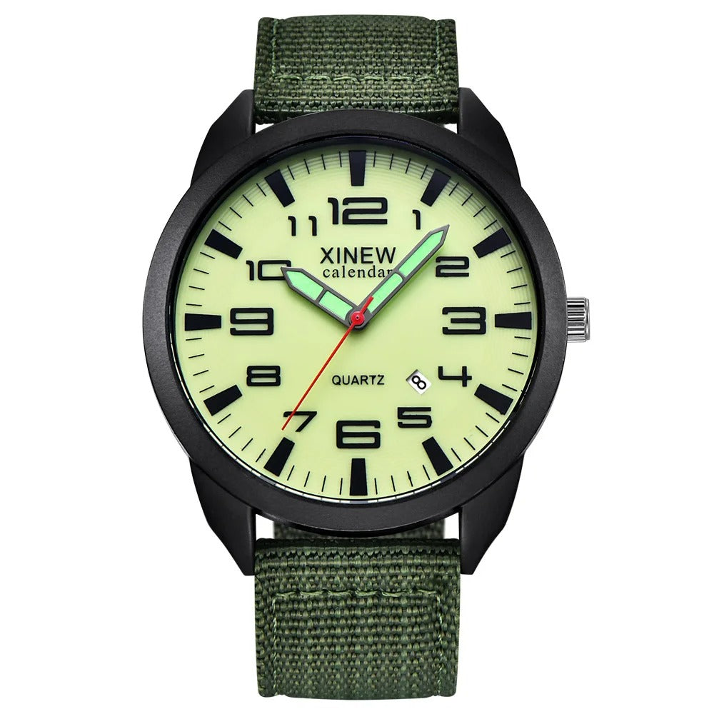 Quartz Clock with Illuminated Dial & Calendar – Lumo-Green - Yellow-The Livary