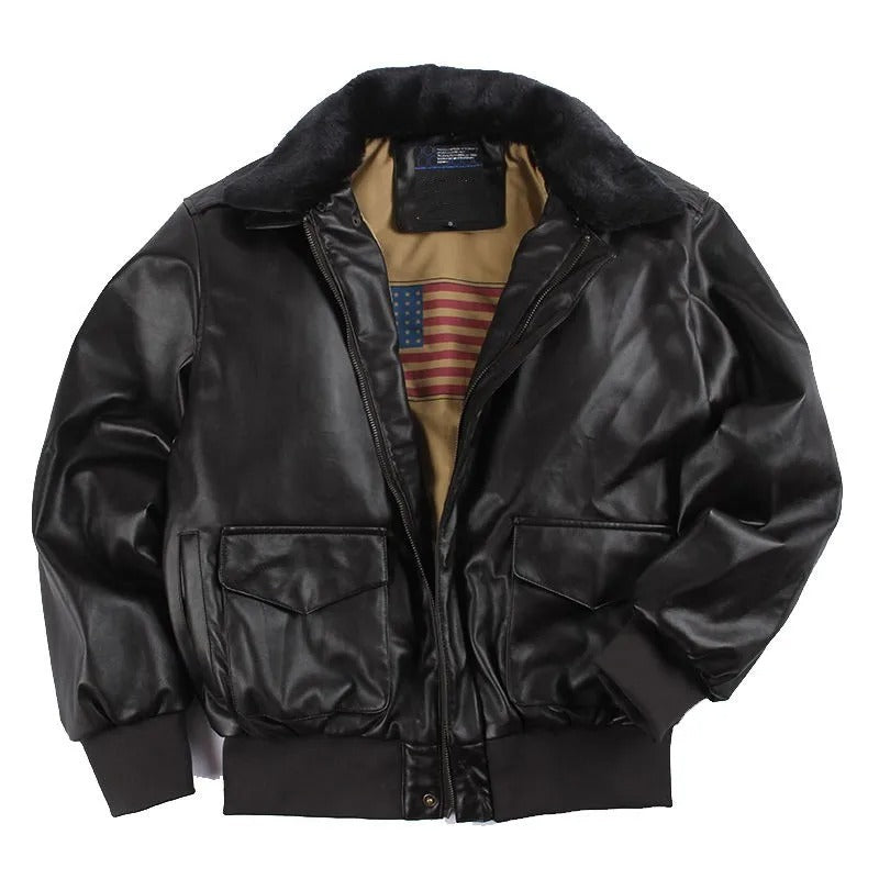 Vintage Leather Motorcycle Jacket for Winter - Maxim-Black-XS-The Livary