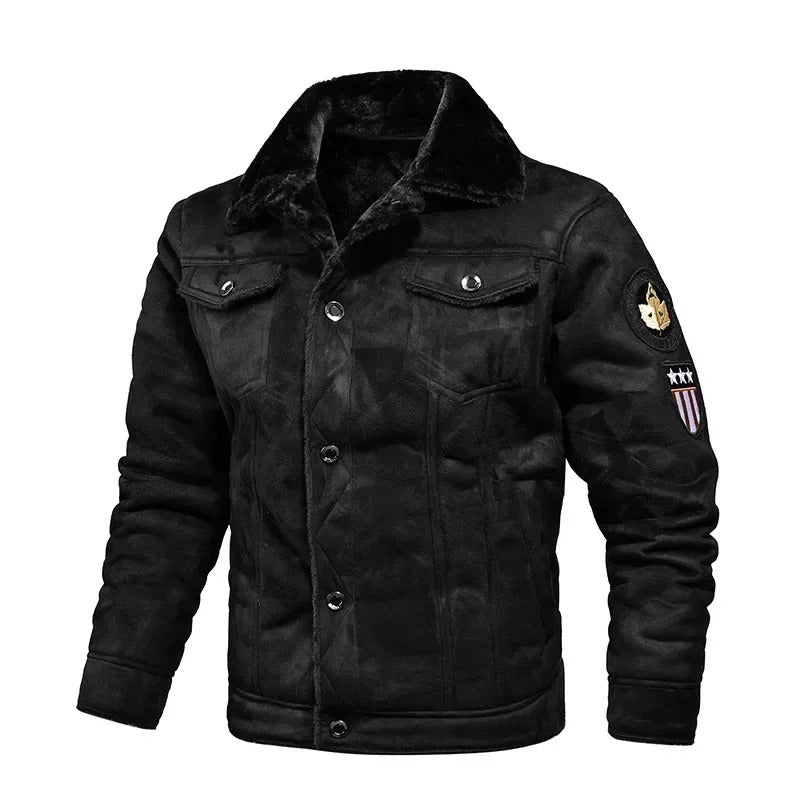 Luxury Oversized Leather Jacket with Velvet Lining - Victor-Black-M-The Livary