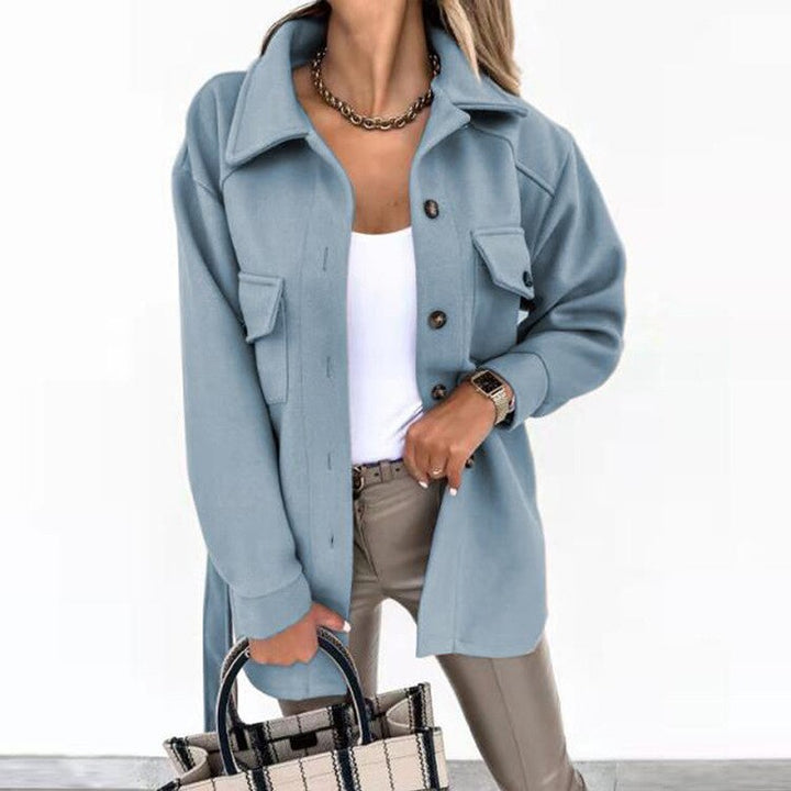 Stylish Wool-Look Jacket for Women - Sophie-Blue-S-The Livary