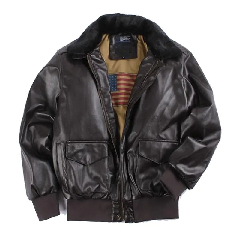 Vintage Leather Motorcycle Jacket for Winter - Maxim-Brown-XS-The Livary