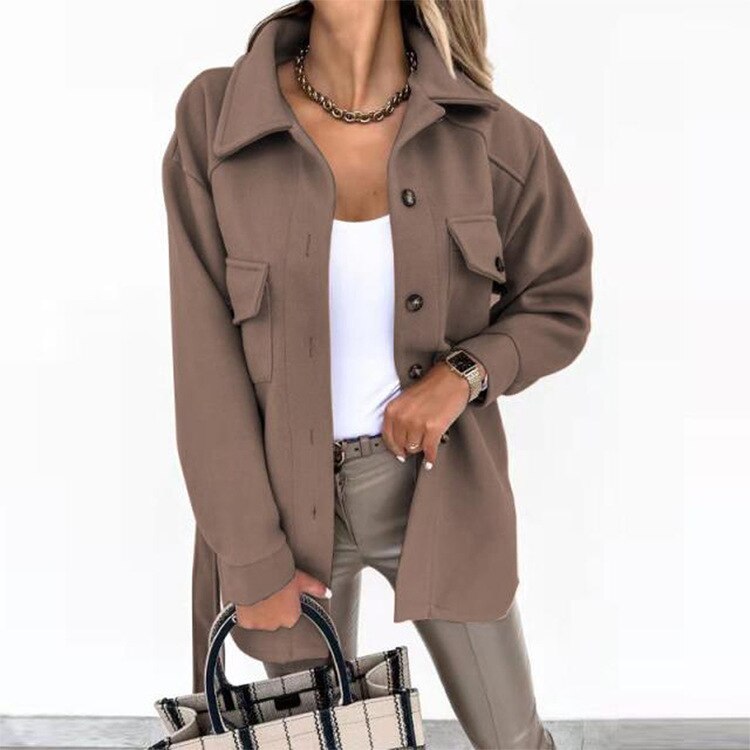 Stylish Wool-Look Jacket for Women - Sophie-Brown-S-The Livary