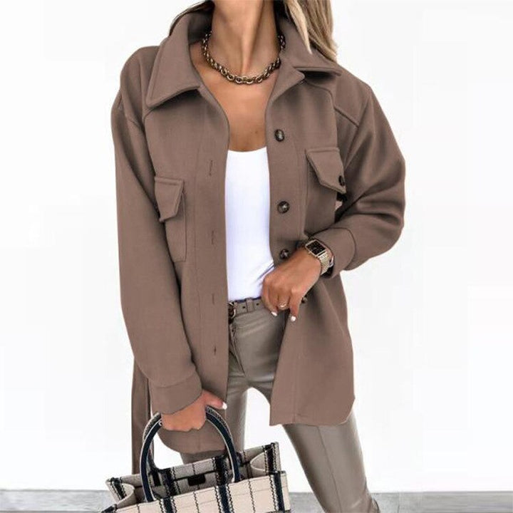 Stylish Wool-Look Jacket for Women - Sophie-Brown-S-The Livary