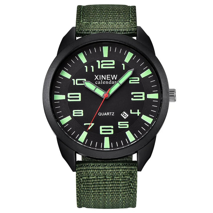 Quartz Clock with Illuminated Dial & Calendar – Lumo-Olive green - Light green-The Livary