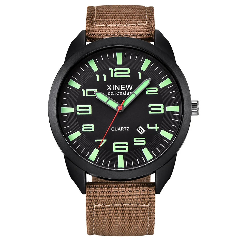 Quartz Clock with Illuminated Dial & Calendar – Lumo-Brown - Light Green-The Livary