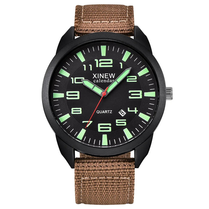 Quartz Clock with Illuminated Dial & Calendar – Lumo-Brown - Light Green-The Livary