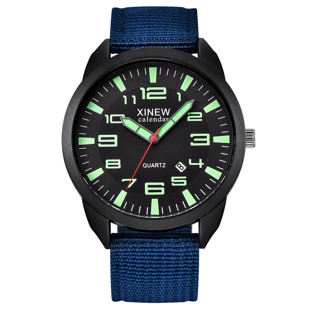 Quartz Clock with Illuminated Dial & Calendar – Lumo-Blue - Light Green-The Livary
