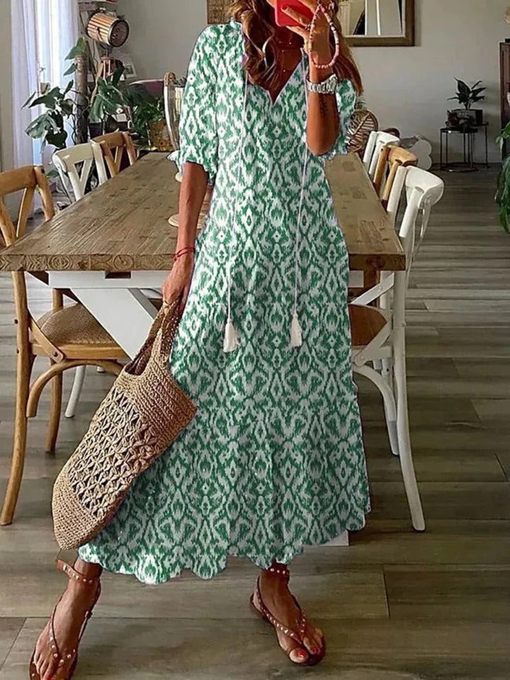 Long Boho Dress - Luna-Green-S-The Livary