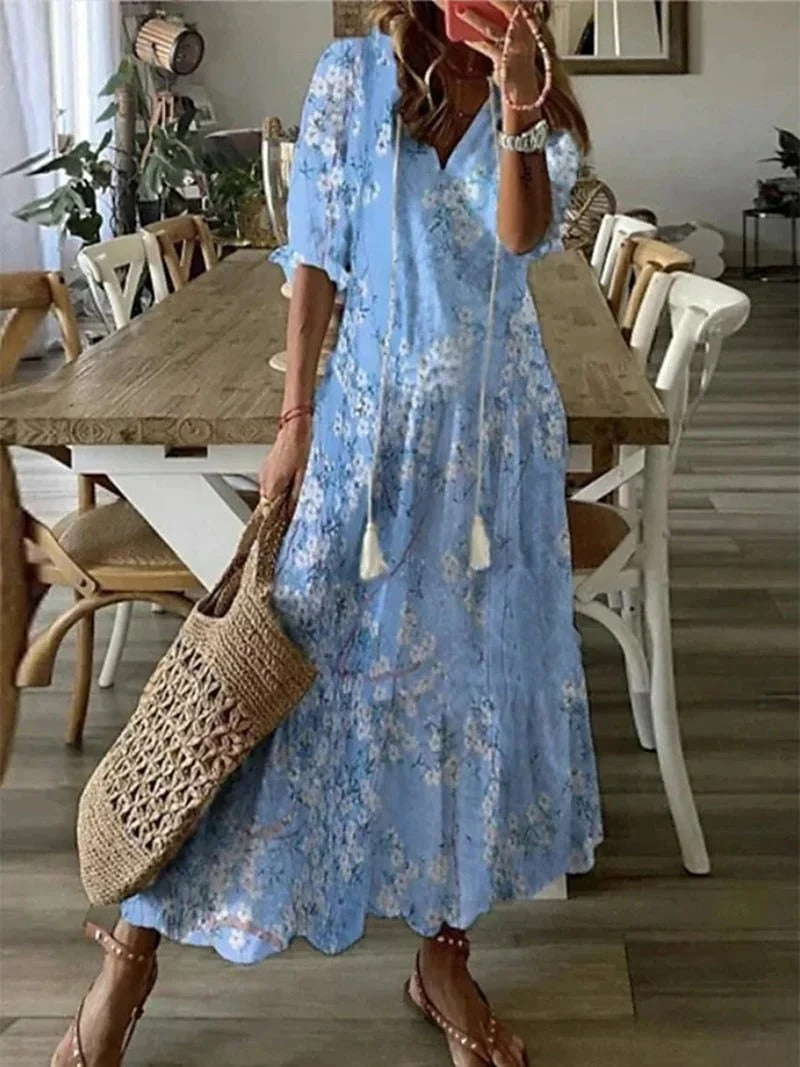 Long Boho Dress - Luna-Heavenly blue-S-The Livary