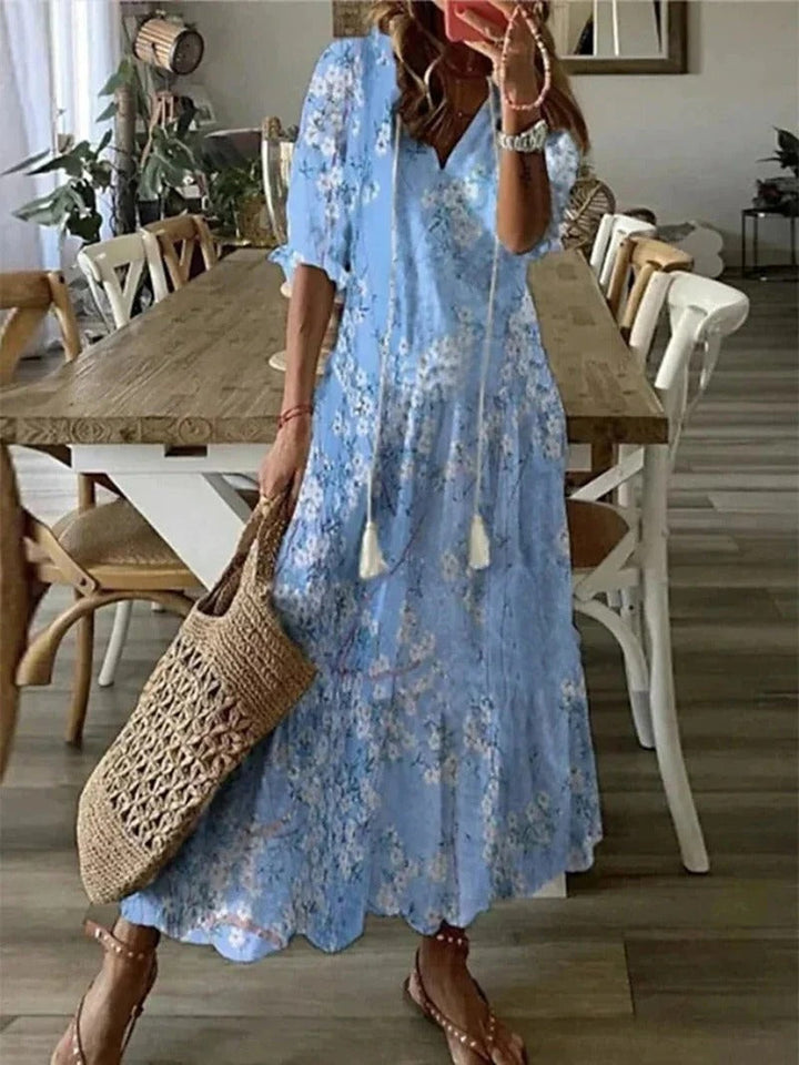 Long Boho Dress - Luna-Heavenly blue-S-The Livary