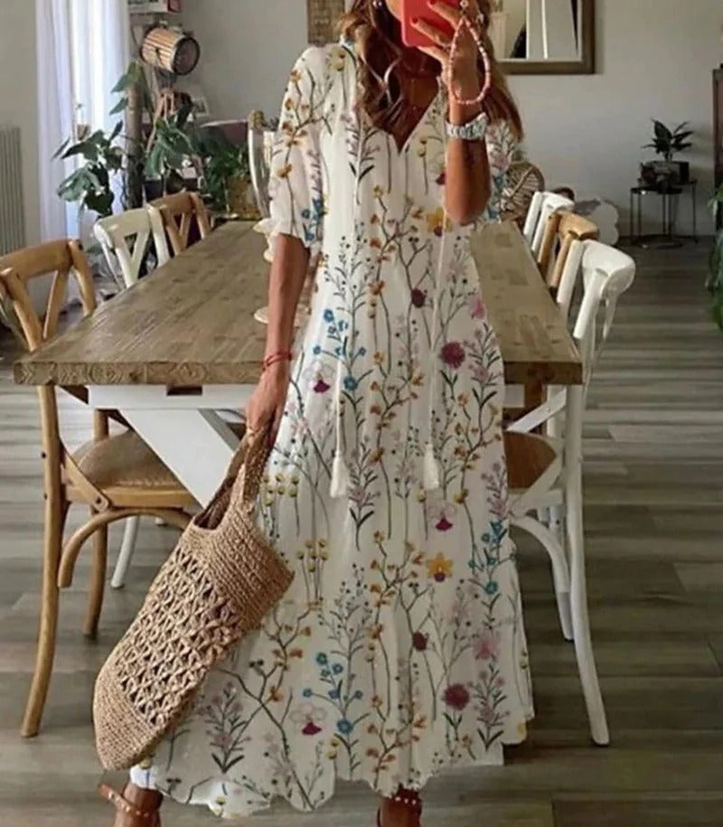 Long Boho Dress - Luna-Multicoloured-S-The Livary