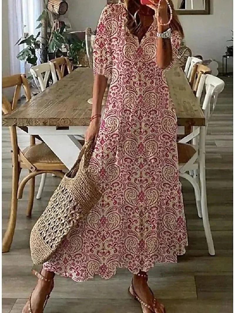 Long Boho Dress - Luna-Pink-S-The Livary