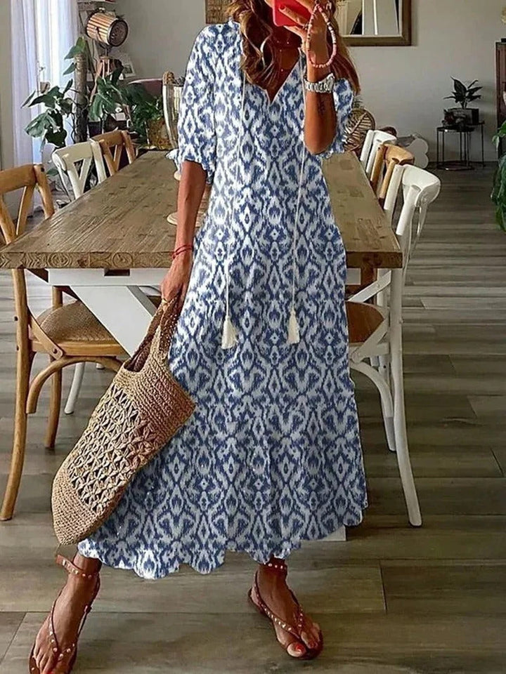Long Boho Dress - Luna-Blue Sky-S-The Livary