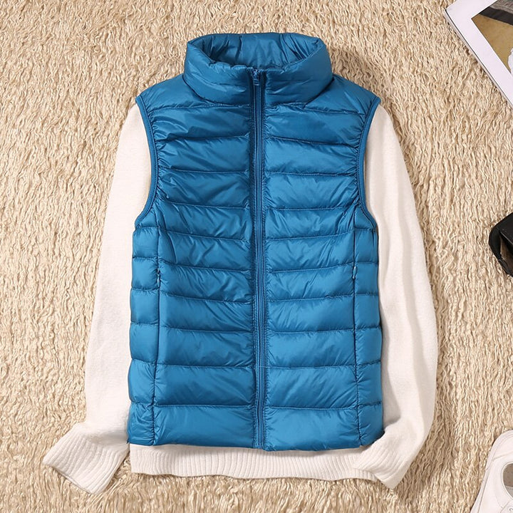 Light quilted vest with a feminine fit – Juliette-Blue-S-The Livary