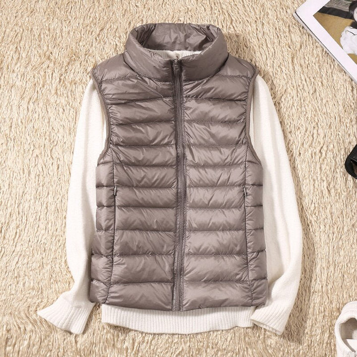Light quilted vest with a feminine fit – Juliette-Khaki-S-The Livary