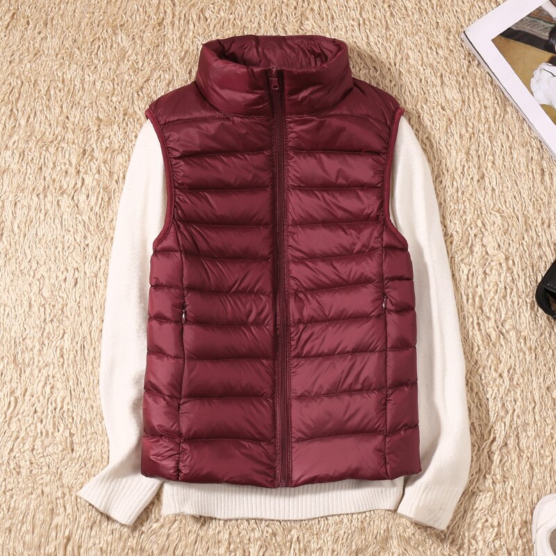 Light quilted vest with a feminine fit – Juliette-Wine red-S-The Livary