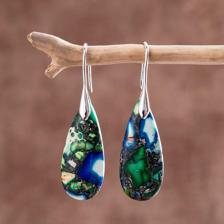 Teardrop Earrings with Natural Grounding - Sylvara-Gold-The Livary