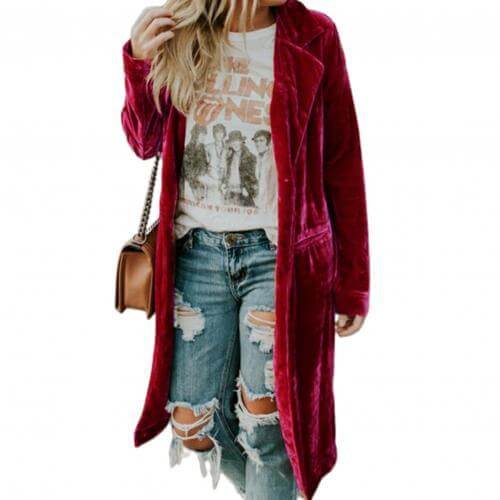 Ladies Velvet Dressing Gown - Valentina-Red-S-The Livary