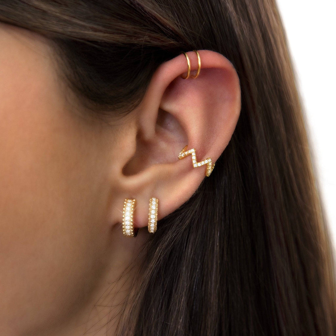 Radiant Zirconia Earrings - Elara-Gold-The Livary