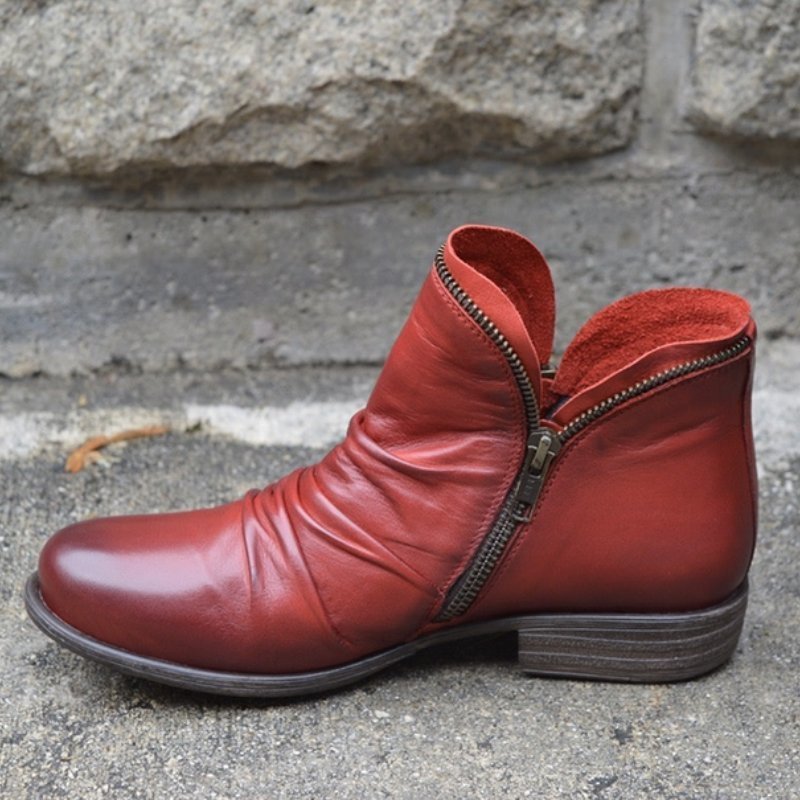 Trendy Leather Ankle Boots - Eva-Bordeaux-2.5-The Livary