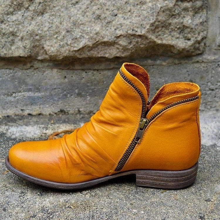 Trendy Leather Ankle Boots - Eva-Orange-2.5-The Livary