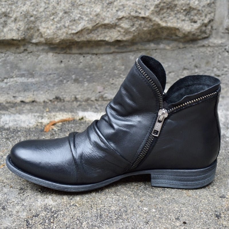 Trendy Leather Ankle Boots - Eva-Black-2.5-The Livary