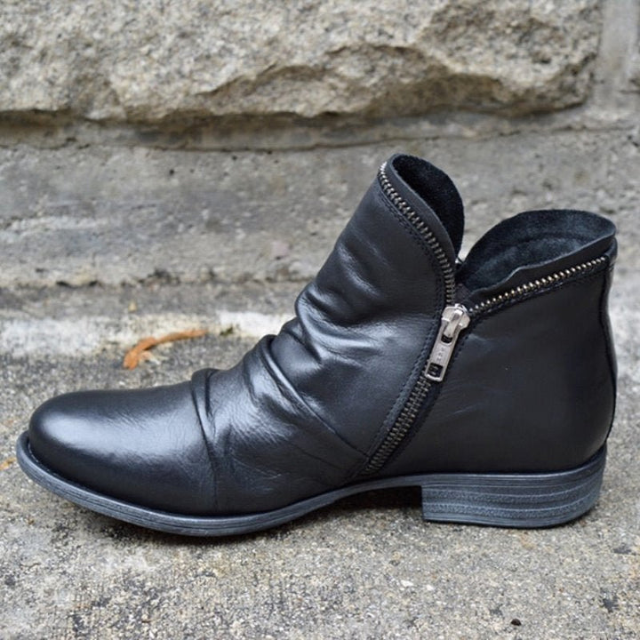 Trendy Leather Ankle Boots - Eva-Black-2.5-The Livary