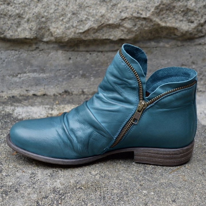 Trendy Leather Ankle Boots - Eva-Blue-2.5-The Livary
