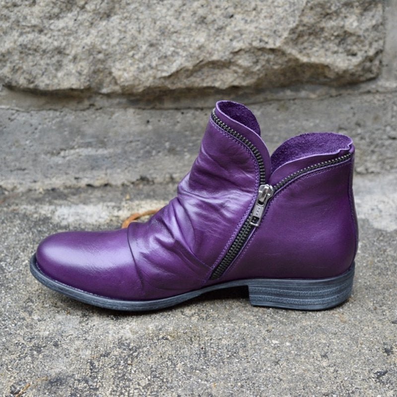 Trendy Leather Ankle Boots - Eva-Paars-2.5-The Livary