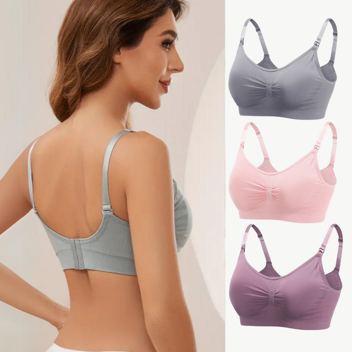 Comfortable Nursing Bra (Set of 3) – MomEase-Grey Pink Purple-M-The Livary