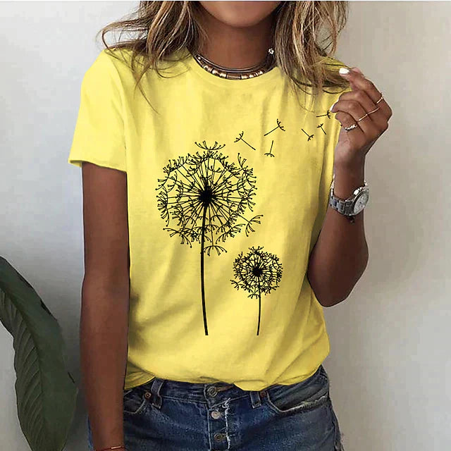 Comfortable women's t-shirt with round neck & soft fabric – Rhea-Yellow-2XS-The Livary