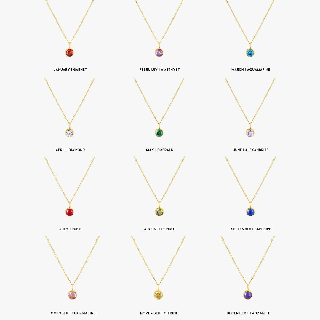 Birthstone Necklace - Aurora-January | Pomegranate-Gold-The Livary