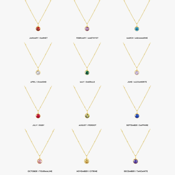 Birthstone Necklace - Aurora-January | Pomegranate-Gold-The Livary