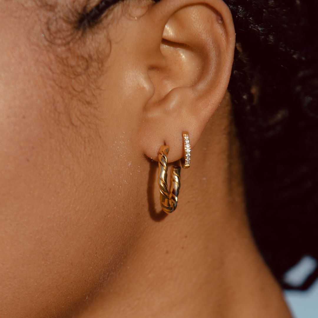 Small Hoops with Zirconia - Amara-Gold-The Livary