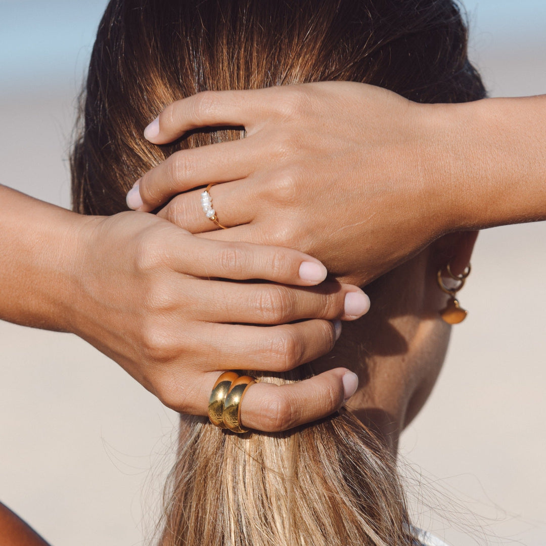 Trendy Mini Pearl Ring - Isolde-5-Gold-The Livary