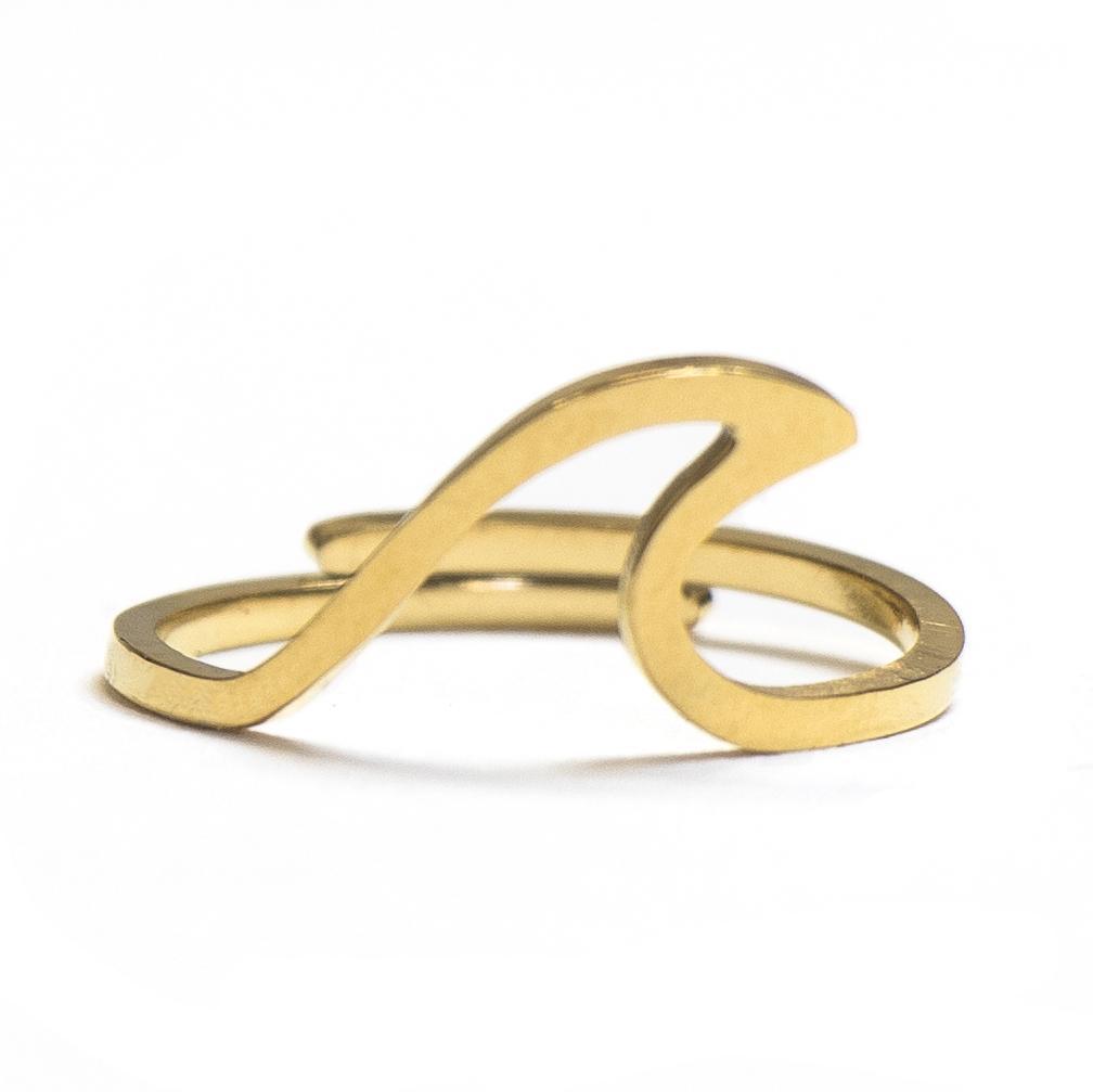 Stylish Wavy Ring - Mila-Gold-The Livary