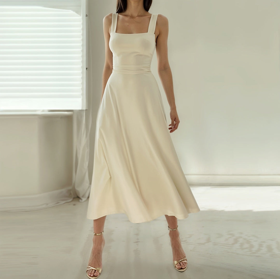 Sleeveless Airy Midi Dress with Flattering Fit – Marlene-White-XS-The Livary